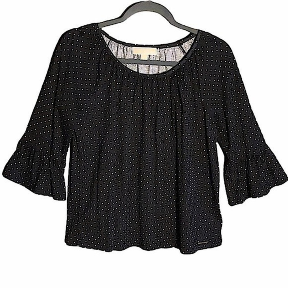 Michael Kors Black Star Pattern Bell Sleeve Top​